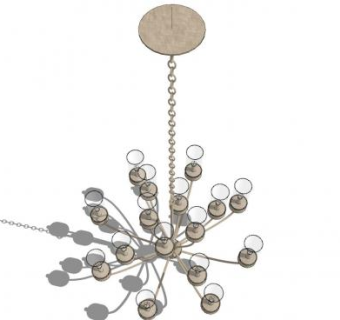 欧式客厅吊灯SU模型下载_sketchup草图大师SKP模型