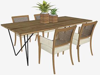 木质家具餐桌椅家具SU模型下载_sketchup草图大师SKP模型