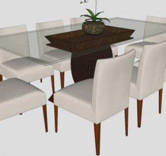 玻璃餐桌椅家具SU模型下载_sketchup草图大师SKP模型