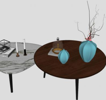 现代咖啡桌装饰品SU模型下载_sketchup草图大师SKP模型