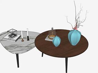 现代咖啡桌装饰品SU模型下载_sketchup草图大师SKP模型