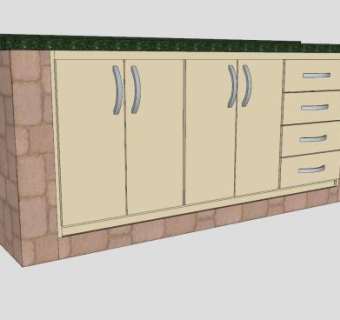 小型橱柜洗菜池水槽SU模型下载_sketchup草图大师SKP模型