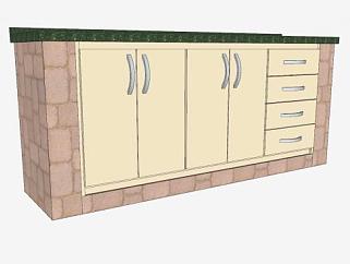 小型橱柜洗菜池水槽SU模型下载_sketchup草图大师SKP模型