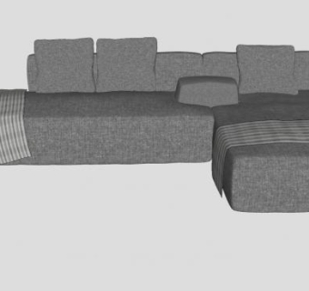 L型布艺沙发SU模型下载_sketchup草图大师SKP模型