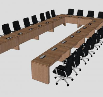 U型会议桌SU模型下载_sketchup草图大师SKP模型