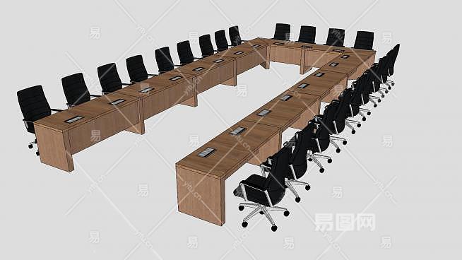 u型会议桌su模型下载sketchup草图大师skp模型