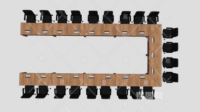 u型會議桌su模型下載sketchup草圖大師skp模型