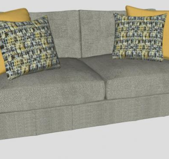 双人布艺沙发家具SU模型下载_sketchup草图大师SKP模型