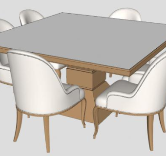 木质简约餐桌椅家具SU模型下载_sketchup草图大师SKP模型