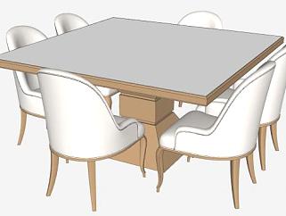 木质简约餐桌椅家具SU模型下载_sketchup草图大师SKP模型
