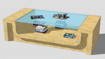 木质茶几家具SU模型下载_sketchup草图大师SKP模型