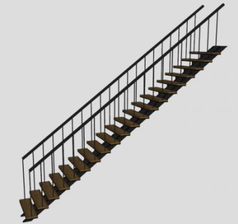 扶手楼梯直梯SU模型下载_sketchup草图大师SKP模型