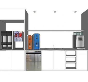 公司咖啡机消毒碗柜SU模型下载_sketchup草图大师SKP模型