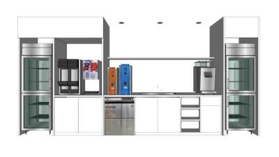 公司咖啡机消毒碗柜SU模型下载_sketchup草图大师SKP模型