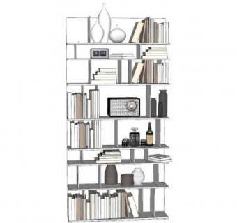 现代简约书架SU模型下载_sketchup草图大师SKP模型