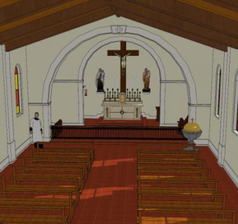 教会堂内部SU模型下载_sketchup草图大师SKP模型