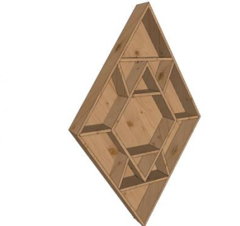 木质四边形壁式书架SU模型下载_sketchup草图大师SKP模型