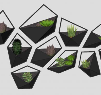 植物盆栽壁式装饰SU模型下载_sketchup草图大师SKP模型