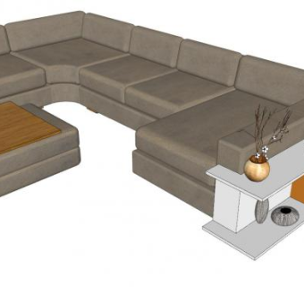 沙发书架家具边柜SU模型下载_sketchup草图大师SKP模型