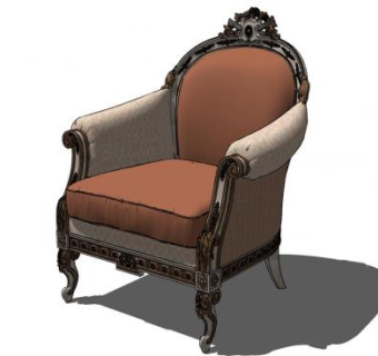 欧式复古沙发扶手椅SU模型下载_sketchup草图大师SKP模型