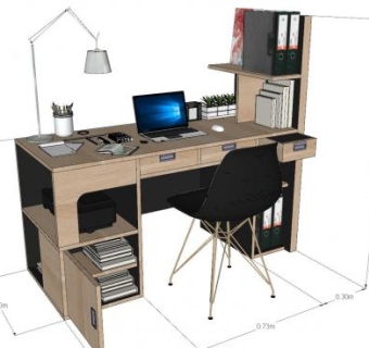 办公桌书桌笔记本电脑SU模型下载_sketchup草图大师SKP模型