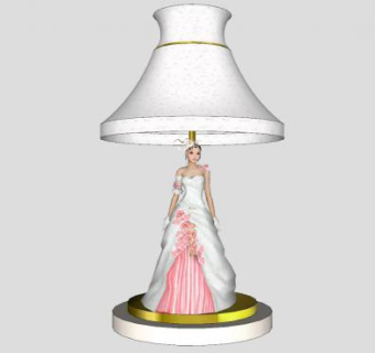 女神装饰台灯桌灯SU模型下载_sketchup草图大师SKP模型