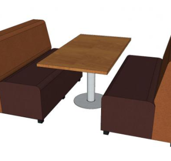 卡座餐桌椅SU模型下载_sketchup草图大师SKP模型