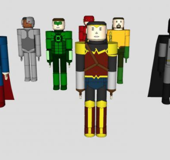 积木玩具正义联盟SU模型下载_sketchup草图大师SKP模型