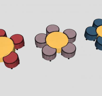 儿童花瓣桌凳SU模型下载_sketchup草图大师SKP模型