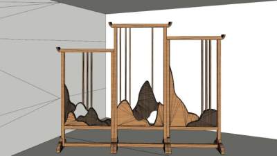 木质装饰屏风SU模型下载_sketchup草图大师SKP模型