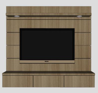 木质电视柜家具背景墙SU模型下载_sketchup草图大师SKP模型