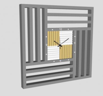 方形装饰时钟墙钟挂钟SU模型下载_sketchup草图大师SKP模型