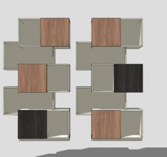 墙上书架书柜SU模型下载_sketchup草图大师SKP模型