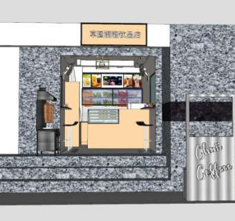 果汁饮品奶茶店SU模型下载_sketchup草图大师SKP模型