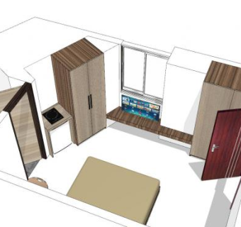 出租房室内设计SU模型下载_sketchup草图大师SKP模型