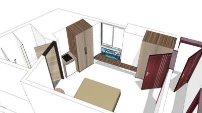 出租房室内设计SU模型下载_sketchup草图大师SKP模型