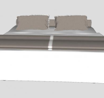 现代平板双人床铺SU模型下载_sketchup草图大师SKP模型
