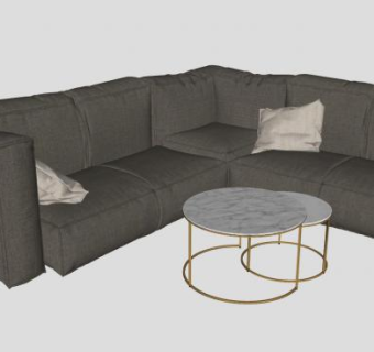 布艺L型沙发SU模型下载_sketchup草图大师SKP模型