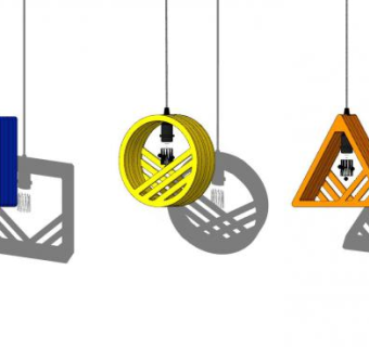 方形圆形三角形吊灯SU模型下载_sketchup草图大师SKP模型