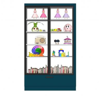 儿童书柜布娃娃公主玩偶SU模型下载_sketchup草图大师SKP模型