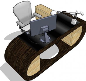 私人椭圆形办公桌SU模型下载_sketchup草图大师SKP模型