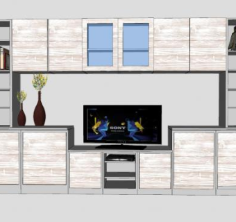 电视柜书本花瓶家具SU模型下载_sketchup草图大师SKP模型