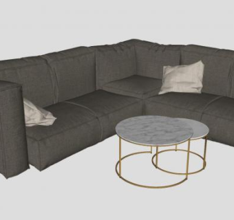 转角L型沙发家具SU模型下载_sketchup草图大师SKP模型