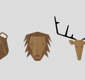 卡通熊狮子鹿头装饰SU模型下载_sketchup草图大师SKP模型