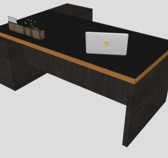 大班台办公桌写字台SU模型下载_sketchup草图大师SKP模型