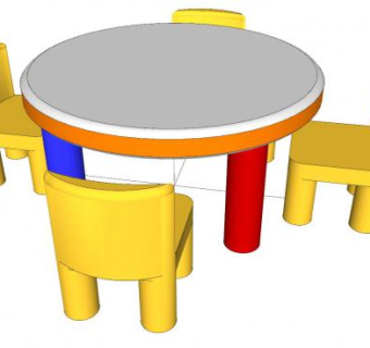幼儿园儿童桌凳桌椅SU模型下载_sketchup草图大师SKP模型