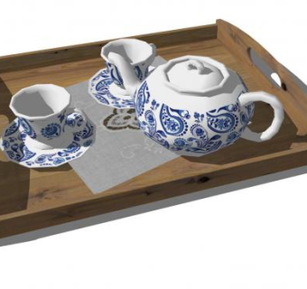茶盘茶壶茶杯SU模型下载_sketchup草图大师SKP模型