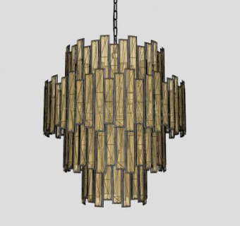 木制装饰吊灯艺术SU模型下载_sketchup草图大师SKP模型