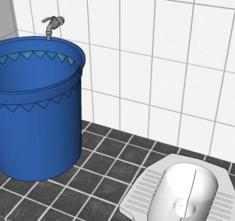 厕所卫生间空间带蹲厕SU模型下载_sketchup草图大师SKP模型