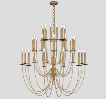 欧式古典蜡烛吊灯SU模型下载_sketchup草图大师SKP模型